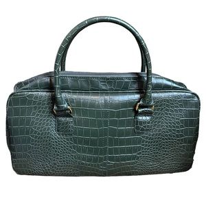 Estee Lauder Green Faux Crocodile Cosmetic Travel Bag & Pouch NWOT